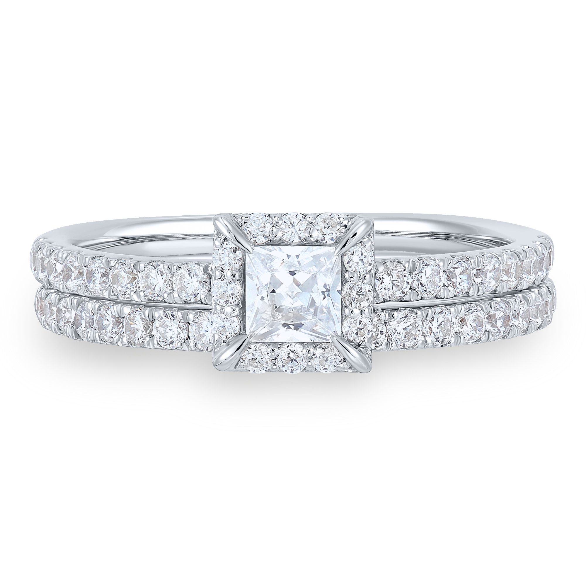 Helzberg Signature Diamond Princess-Cut Engagement Ring Set
