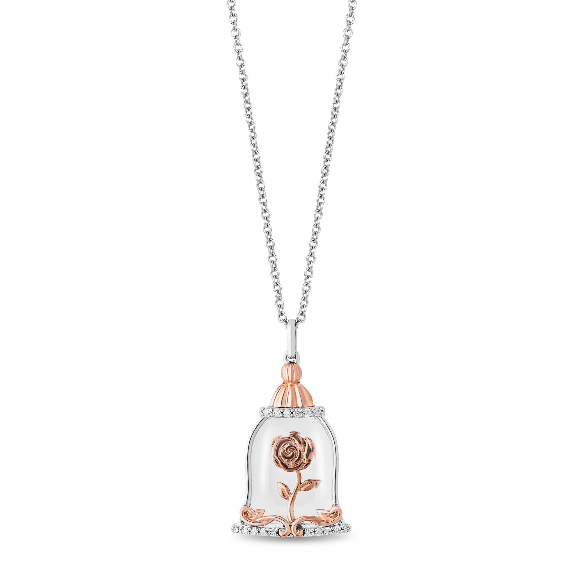 Monogram Sun diamond pendant necklace in rose gold with diamonds