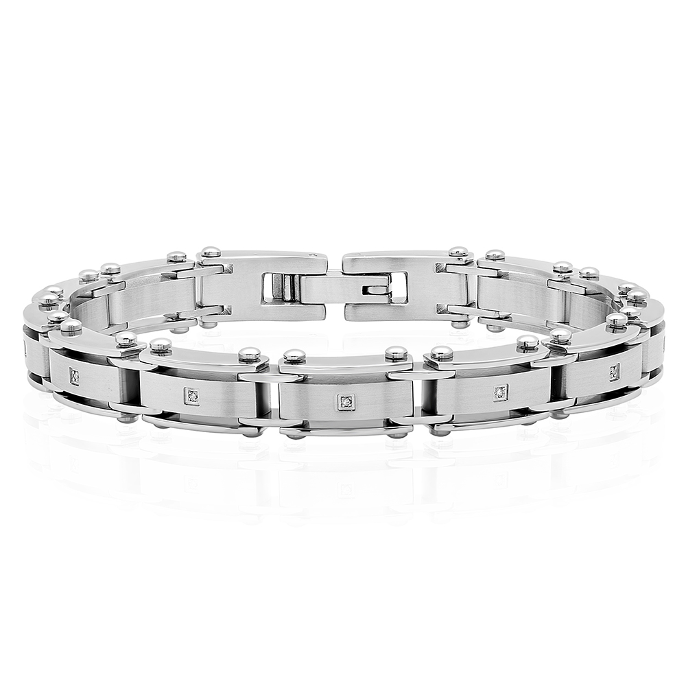 Men's Diamond Bracelet in Stainless Steel Helzberg Diamonds