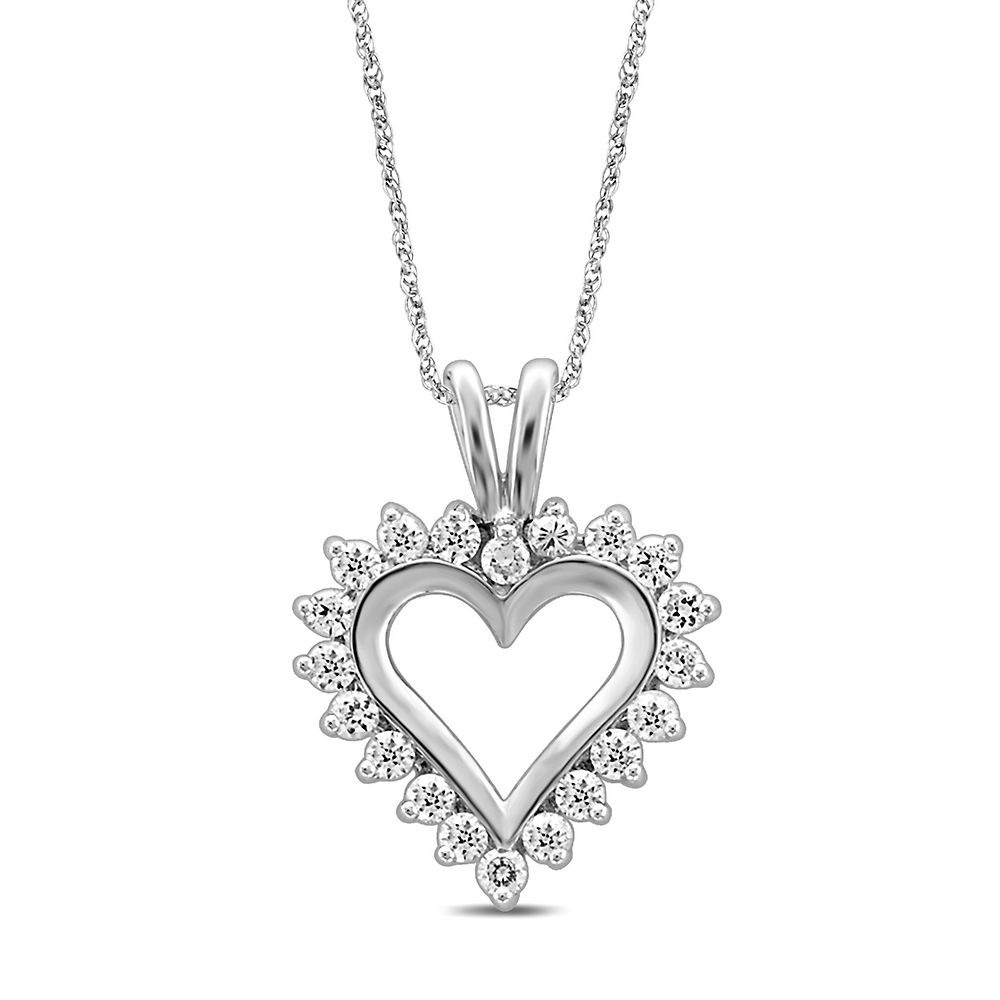 1 ct. tw. Diamond Heart Pendant in 10K White Gold Helzberg Diamonds