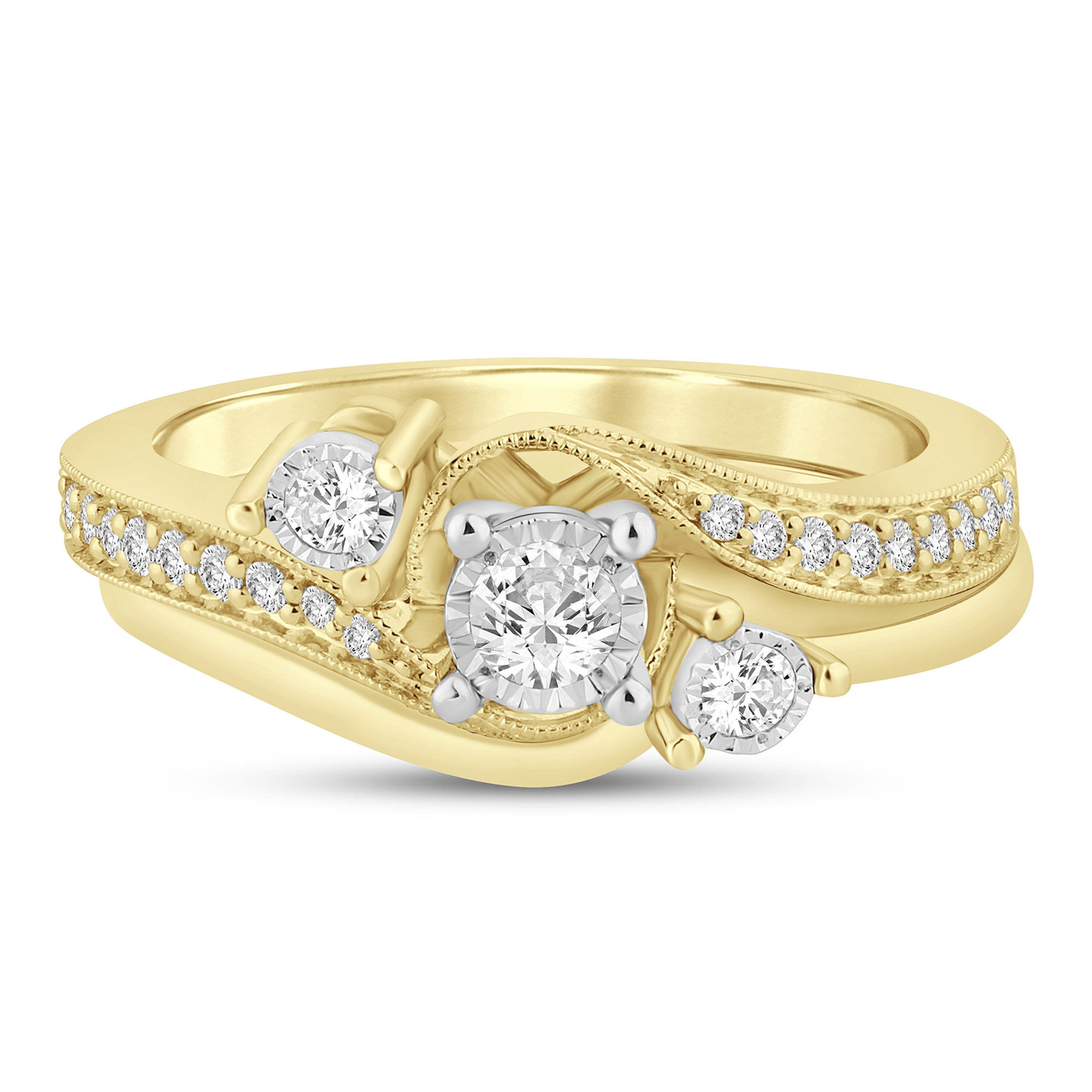 Helzberg Signature Diamond Bridal Set in 10K Gold (1/4 ct. tw.)