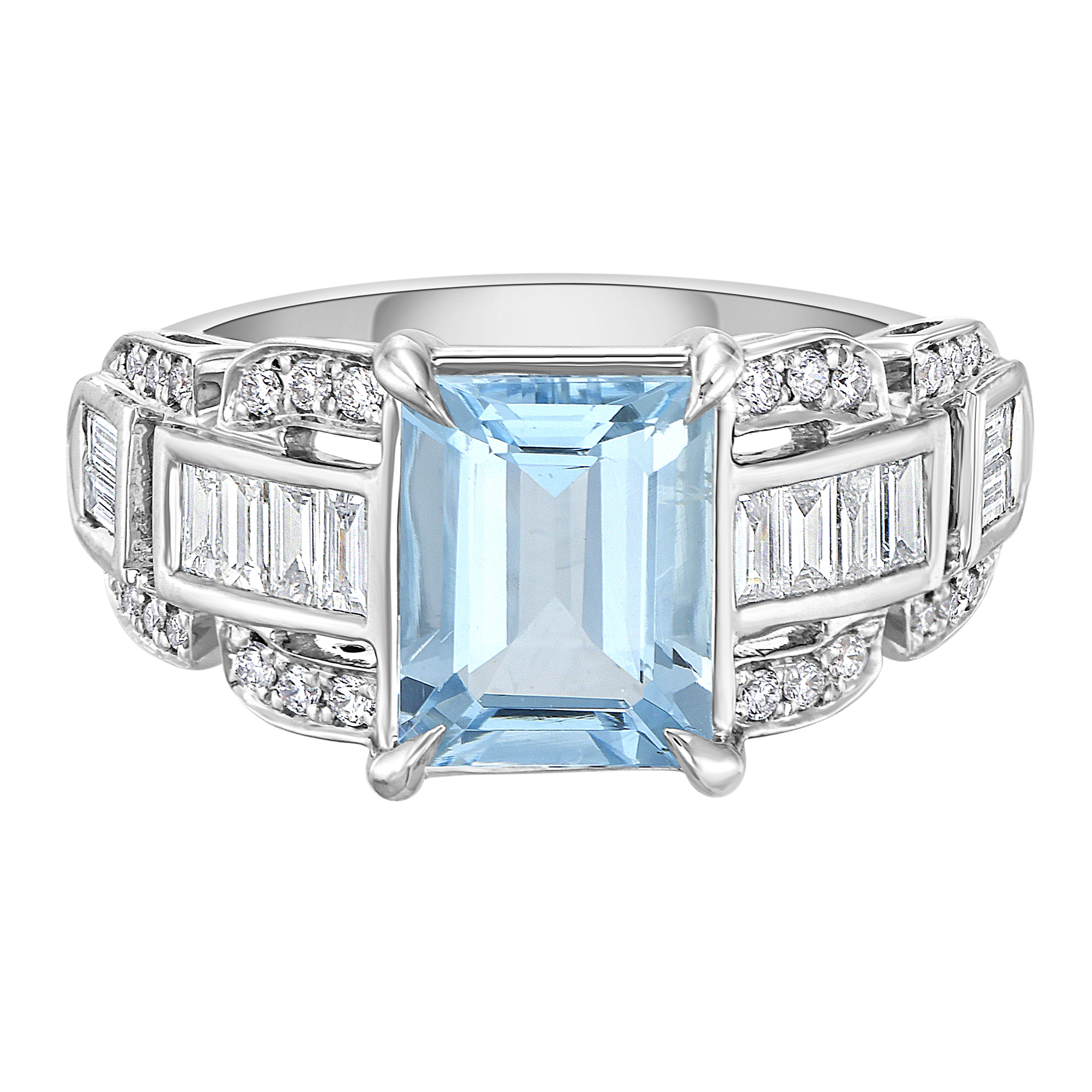EmeraldCut Aquamarine & Diamond Ring Helzberg Diamonds