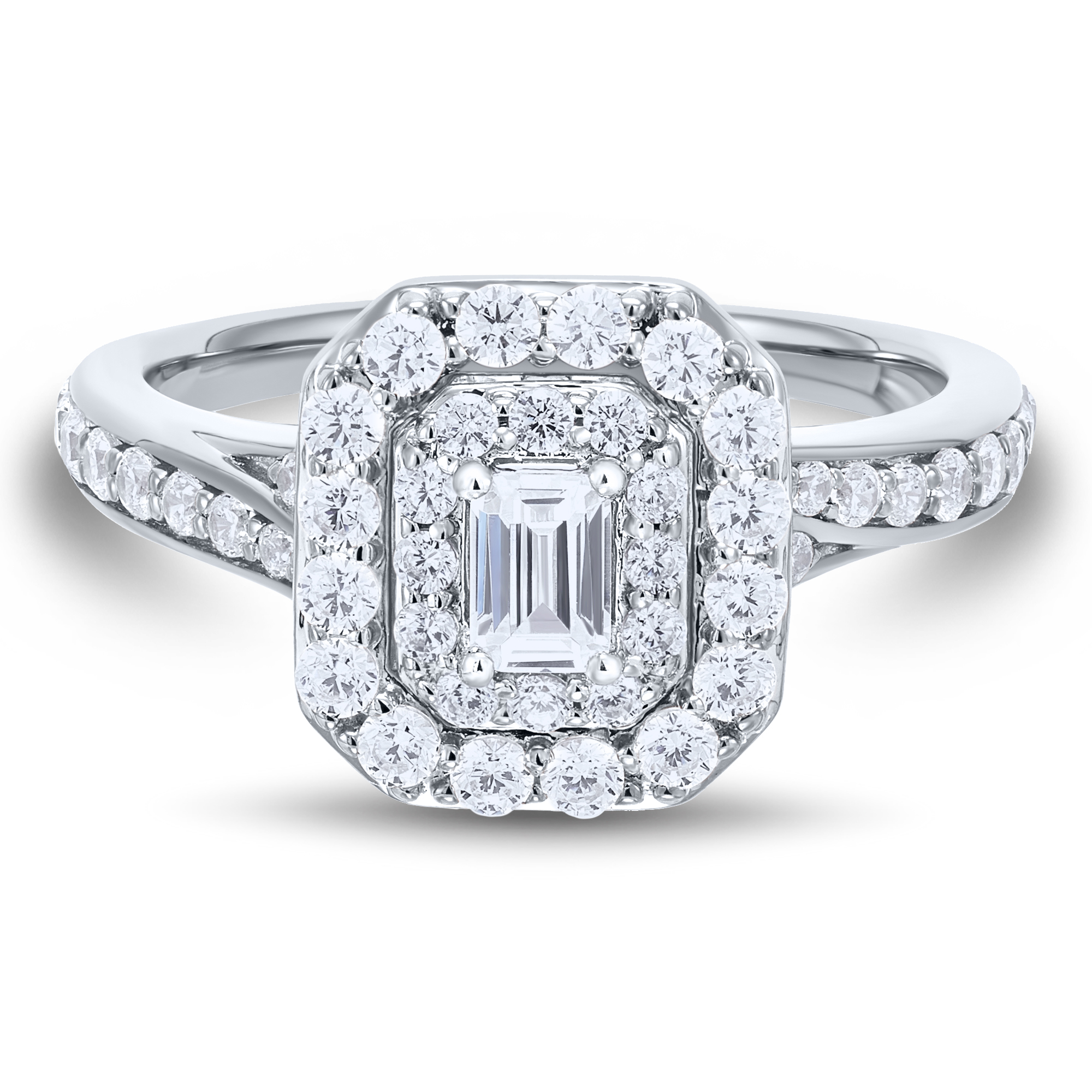 Helzberg Signature EmeraldCut Halo Engagement Ring