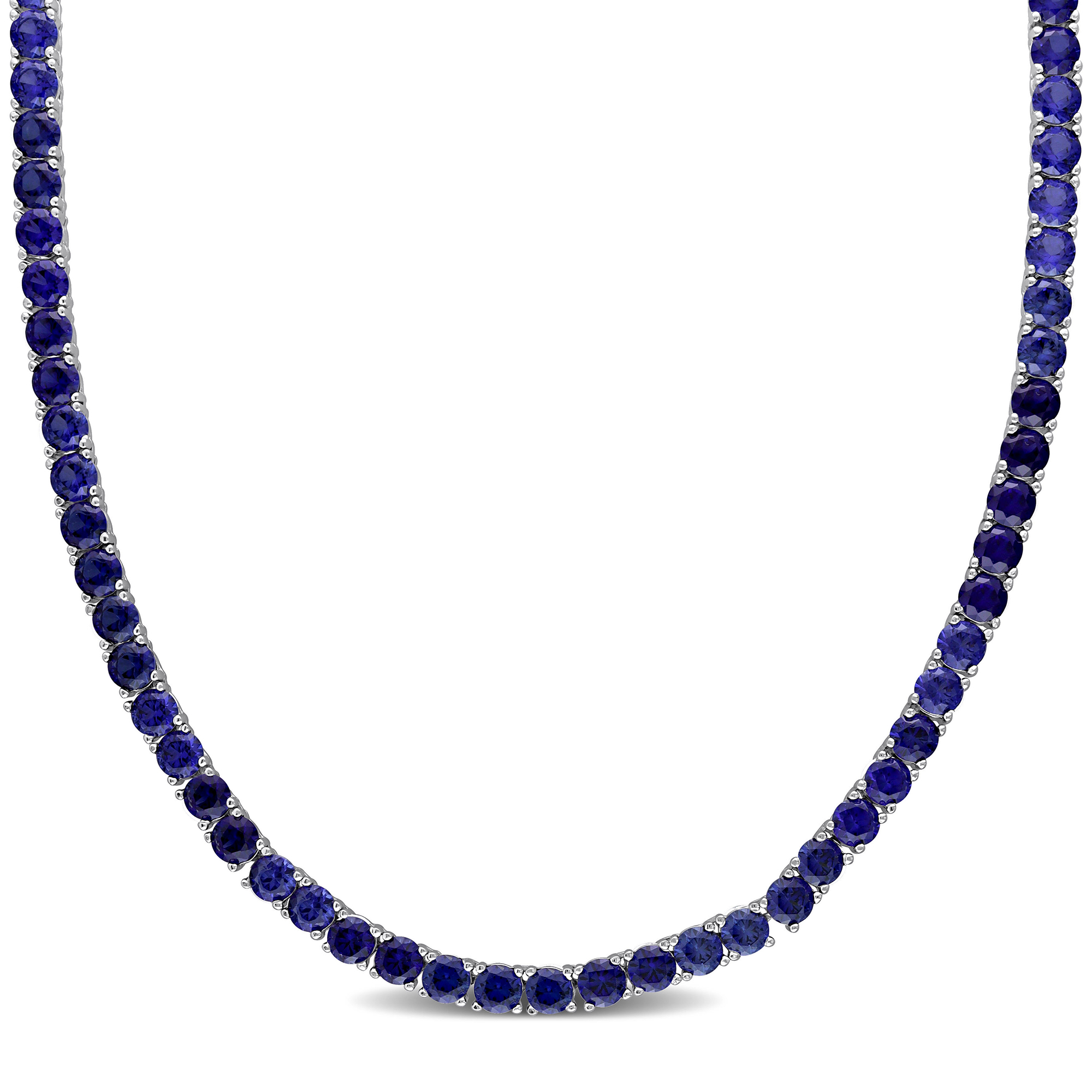Lab Created Blue Sapphire Tennis Necklace