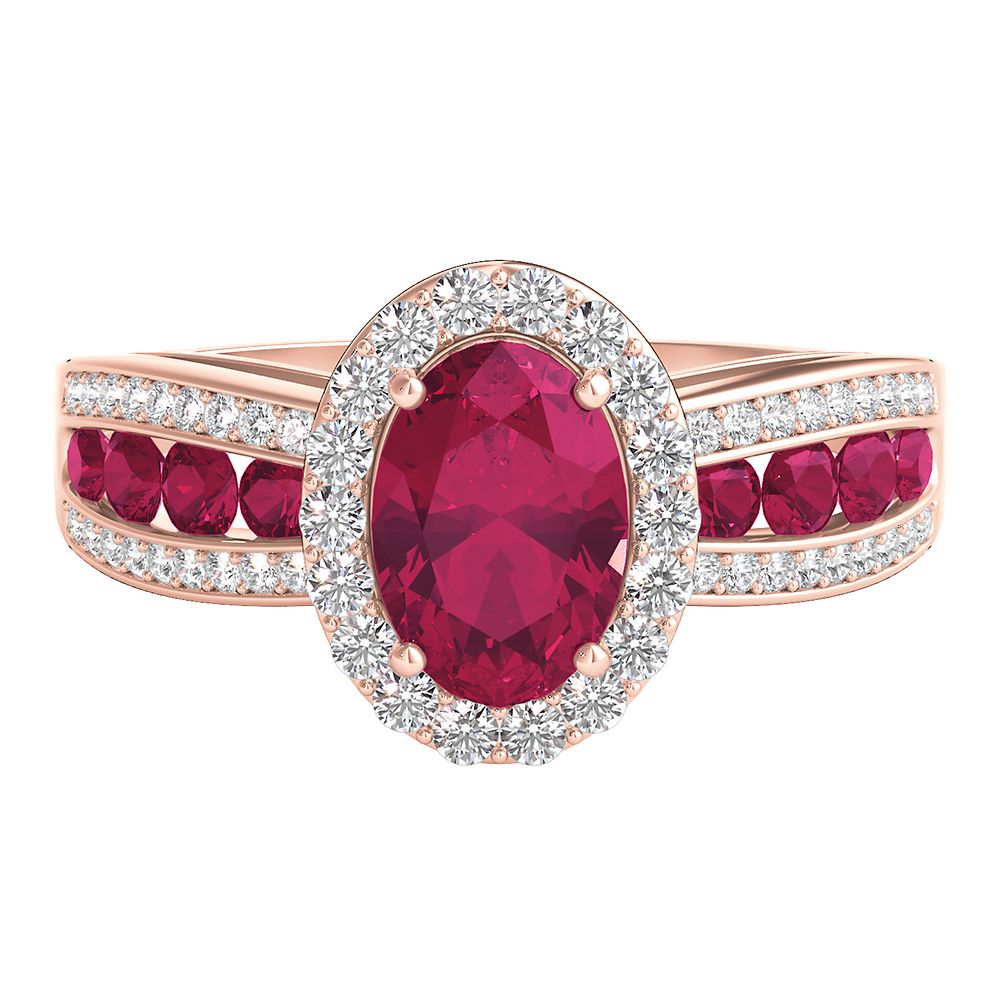 Ruby & 1/4 ct. tw. Diamond Ring in 10K Rose Gold | Helzberg Diamonds