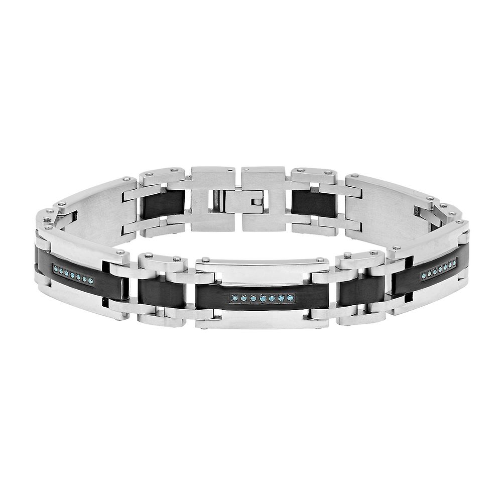 Men's 1/4 ct. tw. Blue Diamond Bracelet in Stainless Steel Helzberg Diamonds
