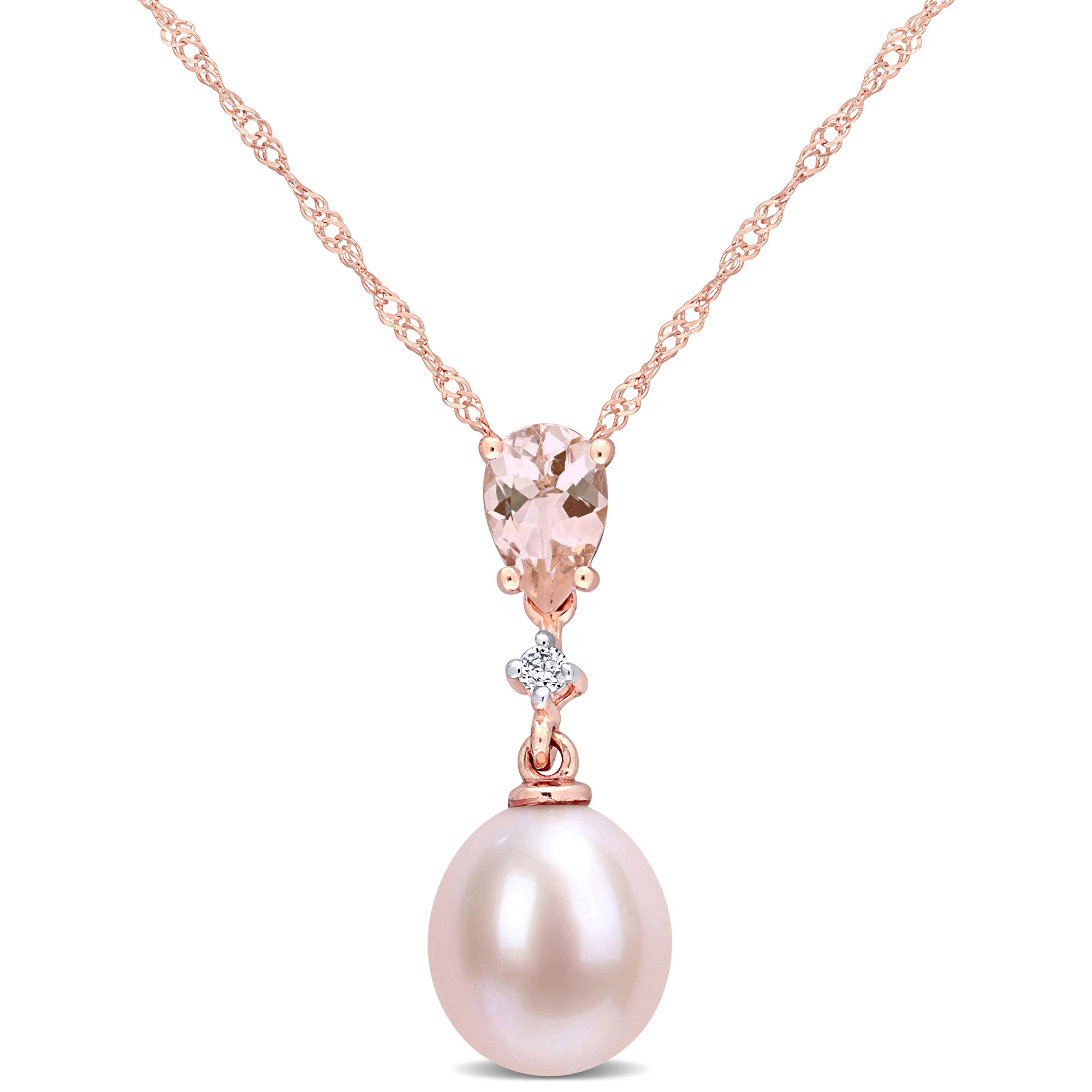 Pink Pearl Pendant with and Diamond