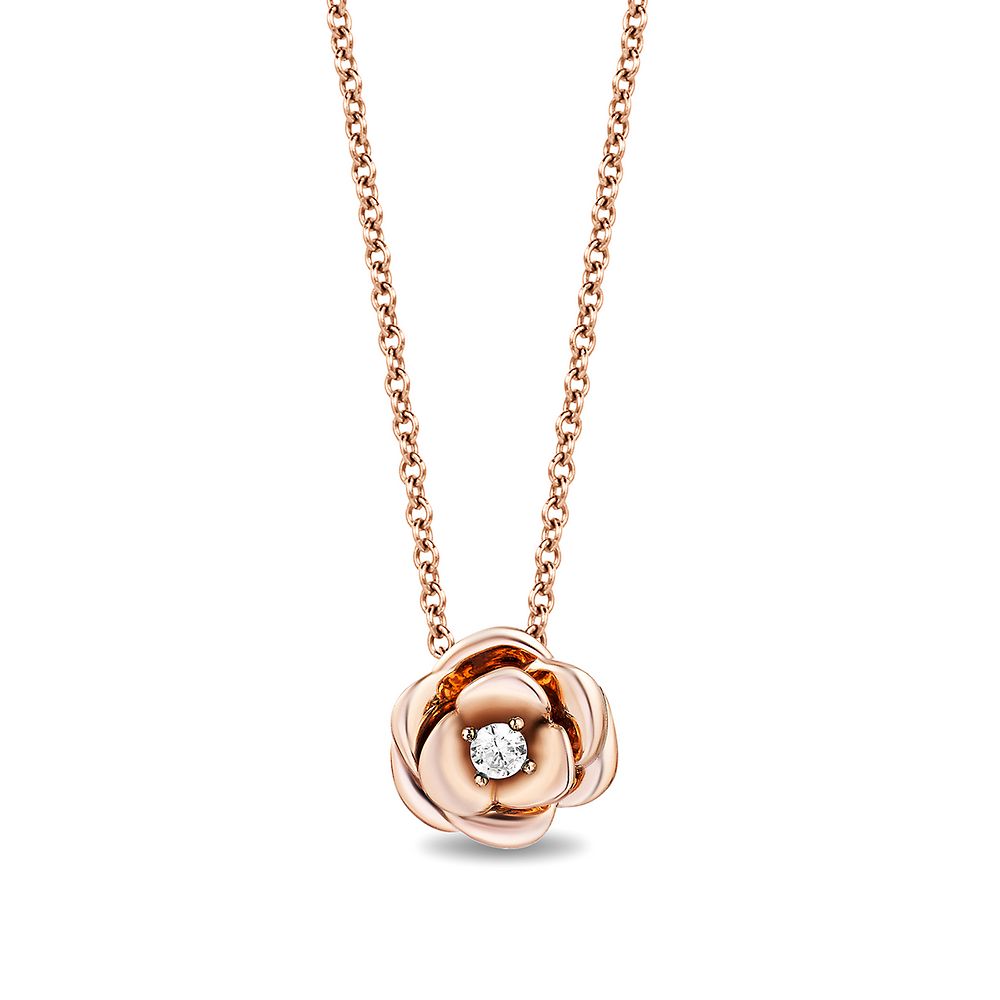 Enchanted Disney Belle Rose Diamond Pendant in 10K Rose Gold