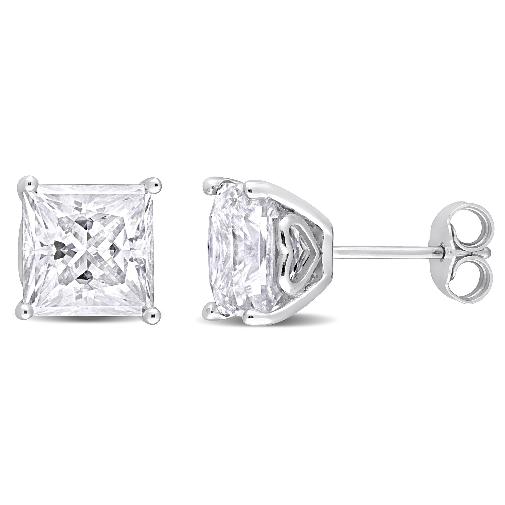 Lab-Created Moissanite Square Solitaire Stud Earrings