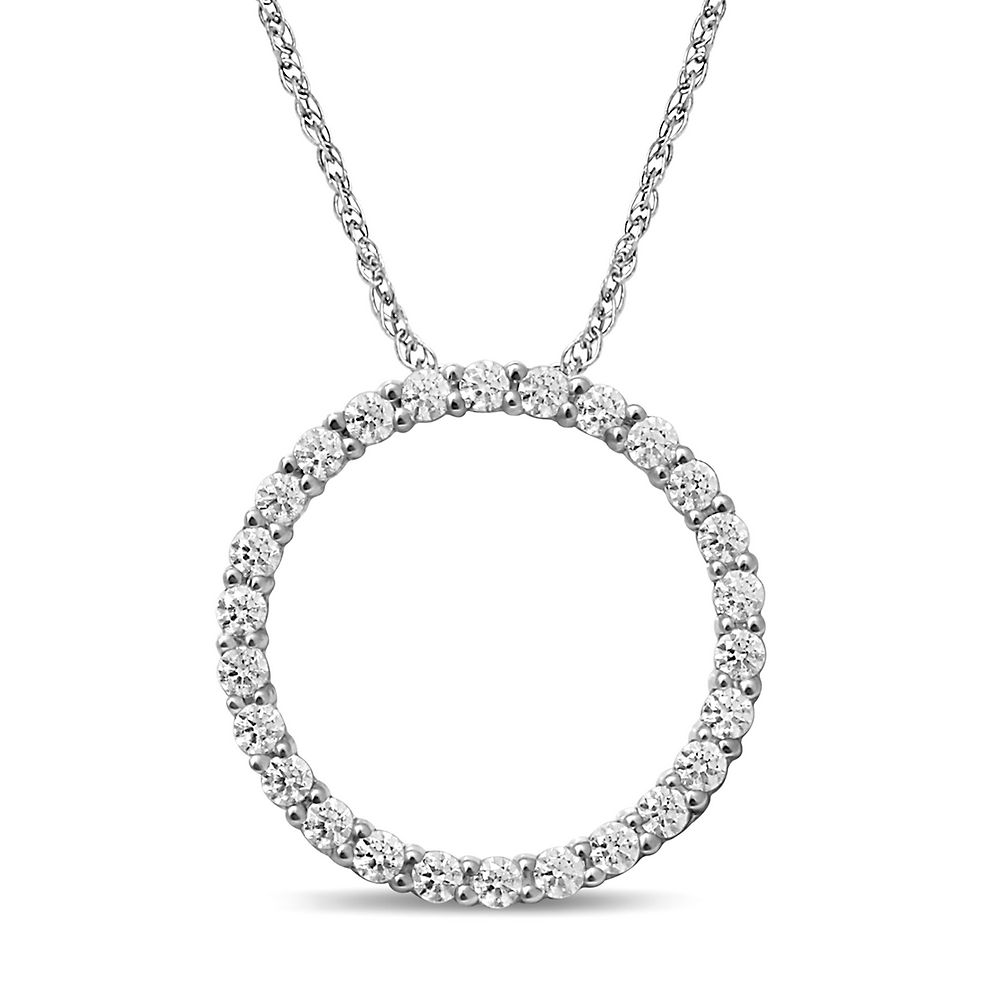 Diamond Circle Pendant in 10K White Gold (1/2 ct. tw.)