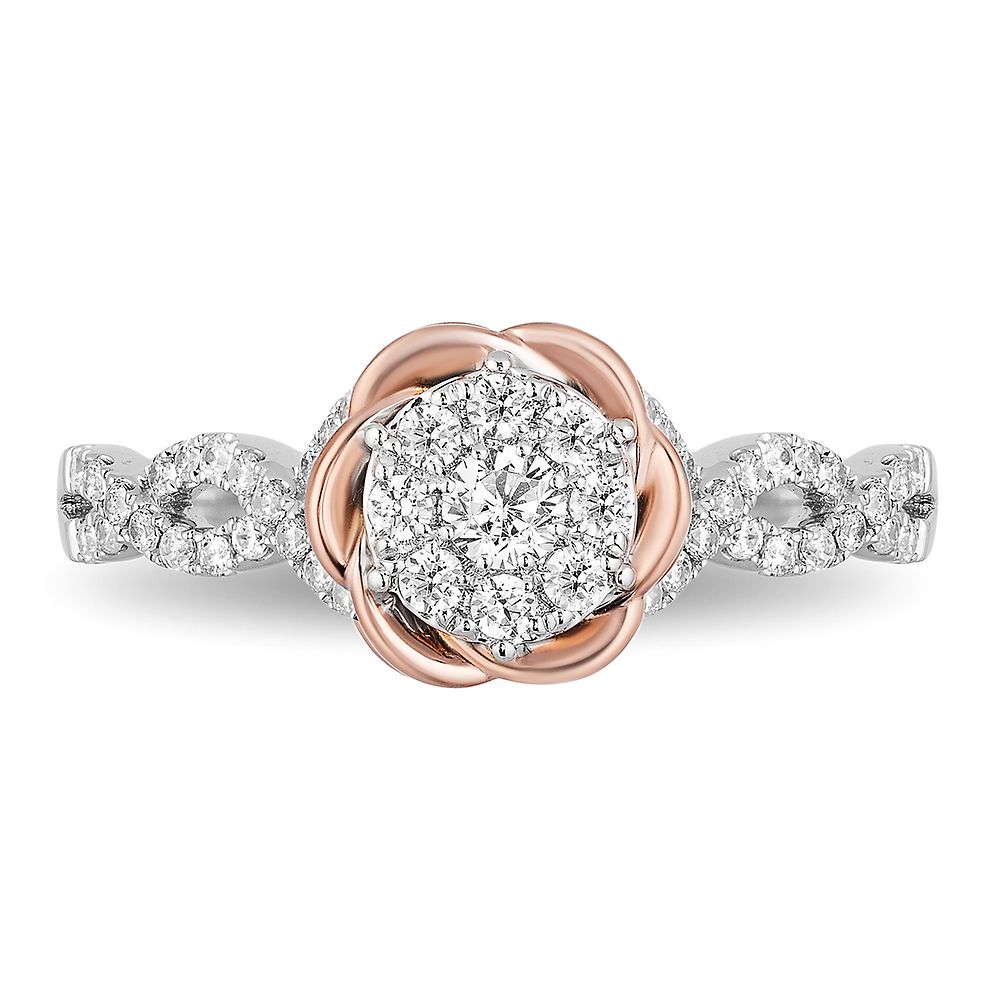 Enchanted Disney Majestic Princess Diamond Crown Ring 10K Rose Gold Jewelry  1/4 CTTW | Jewelili