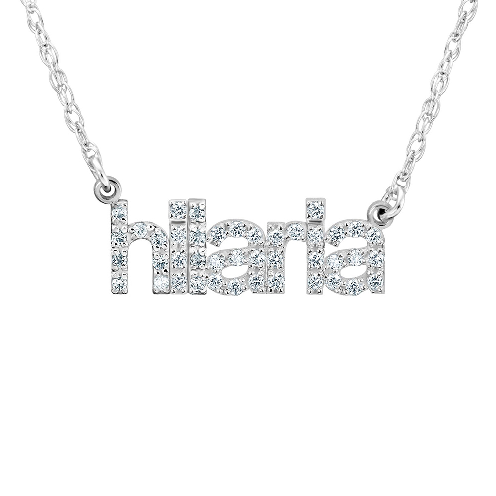 Personalized Diamond Nameplate Necklace (6-8 Letters)