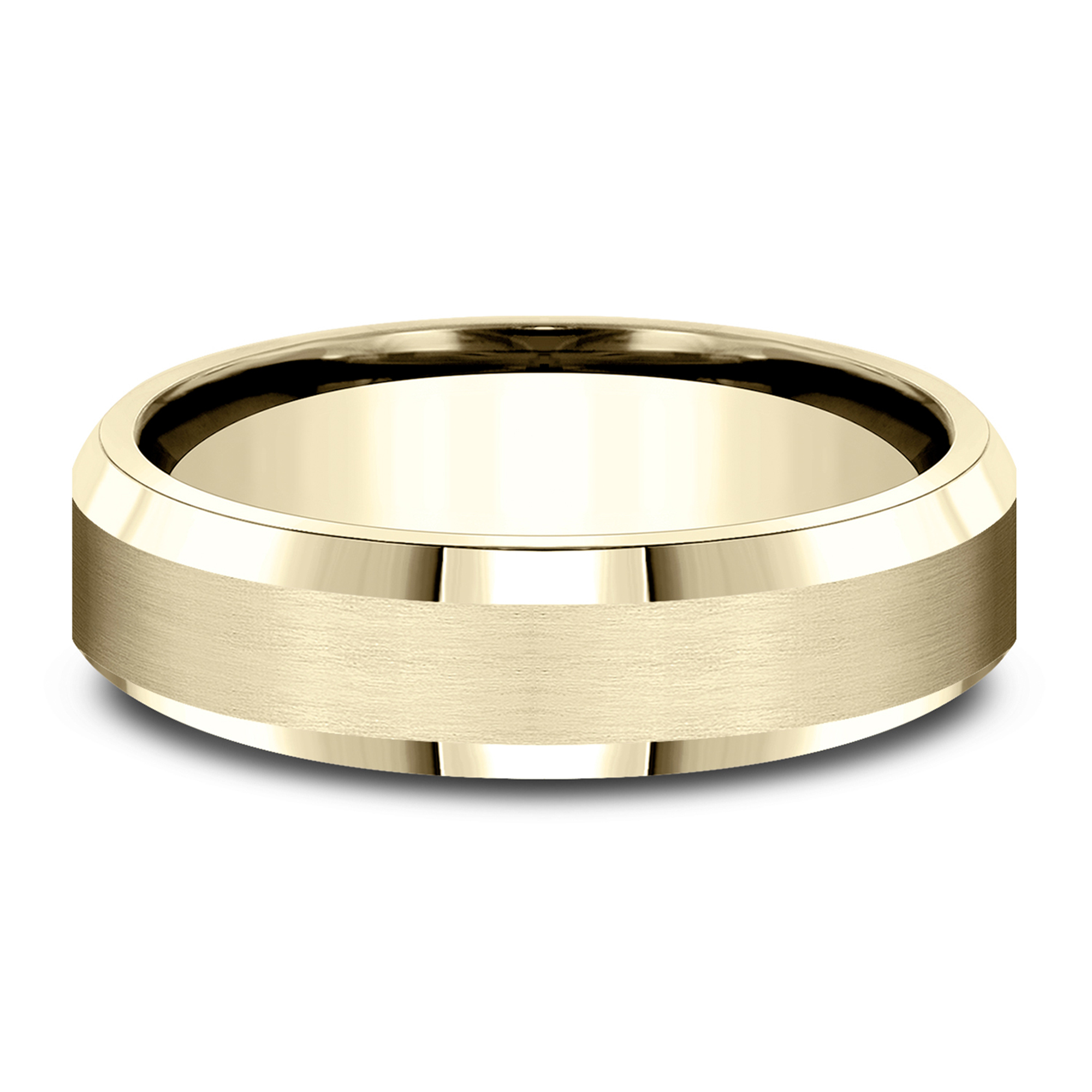 Men’s Bevel Edge Satin Wedding Band in 10K Gold, 6MM Men’s Bevel Edge Satin Wedding Band in 10K Gold, 6MM