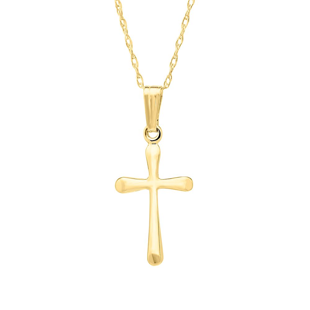 Children's Domed Cross Pendant in 14K Yellow Gold | Helzberg Diamonds