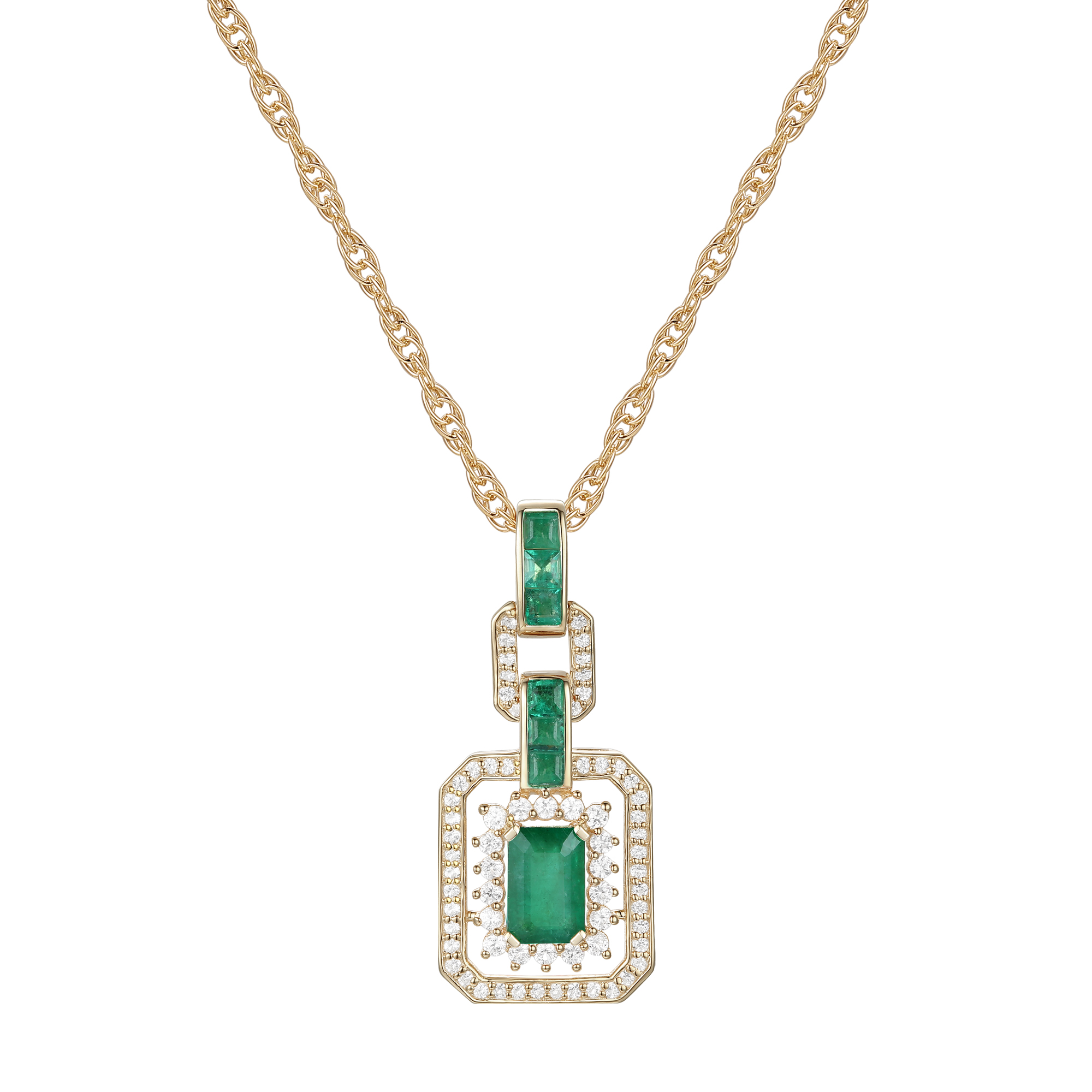Emerald And Diamond Pendants