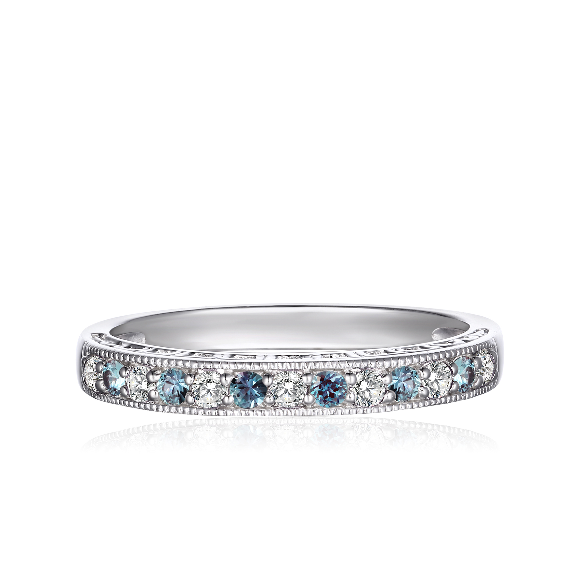 Lab-Created Alexandrite and White Sapphire Stacking Ring