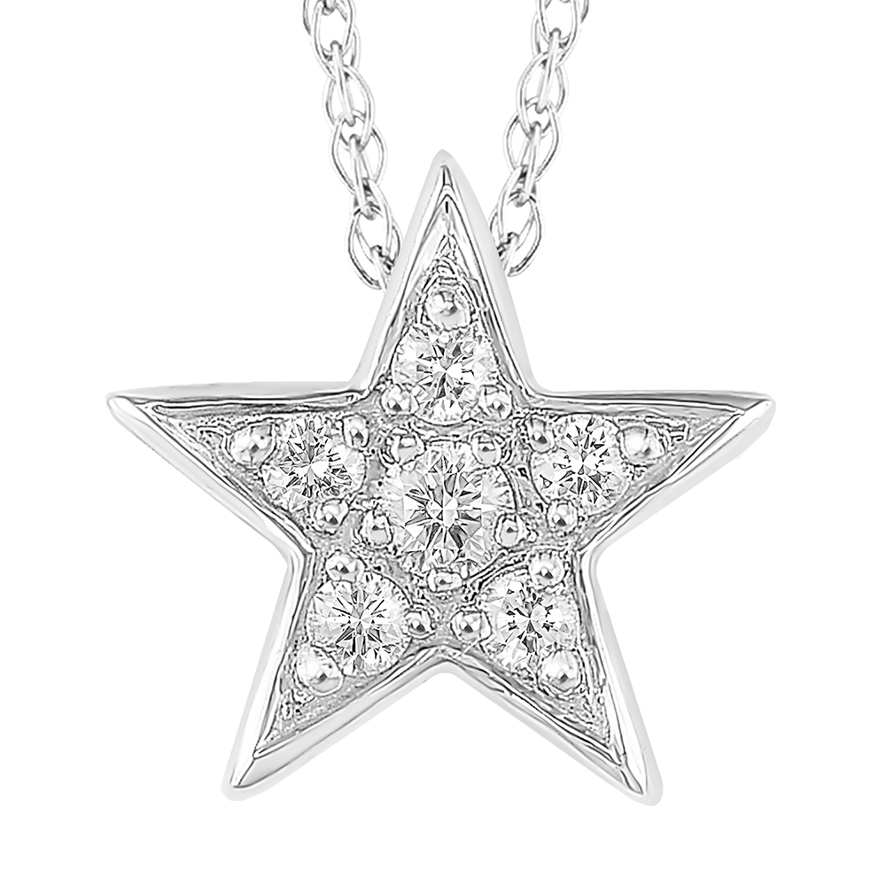 Golden American Diamond Star Pendant Chain Necklace | B147-SRD21Y-16 |  Cilory.com