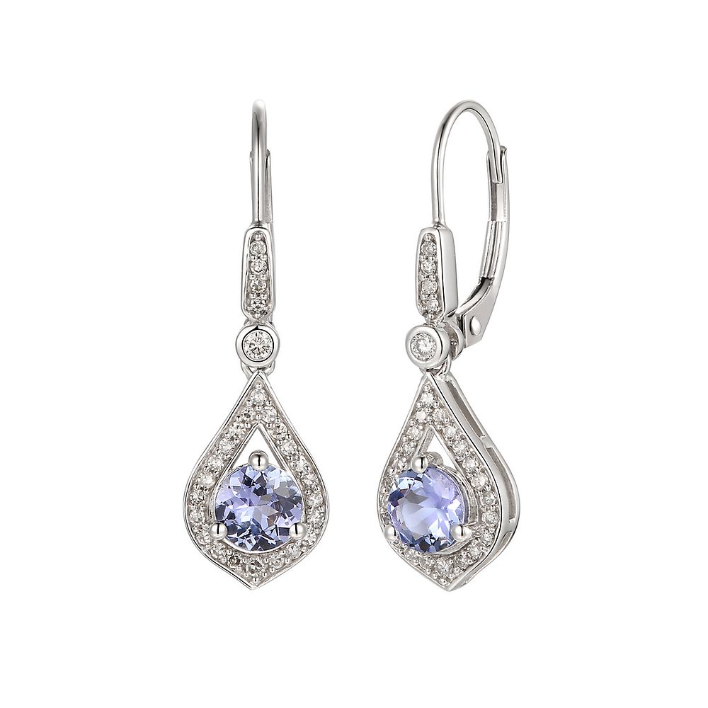 Tanzanite & 1/5 ct. tw. Diamond Drop Earrings in 10K White Gold ...