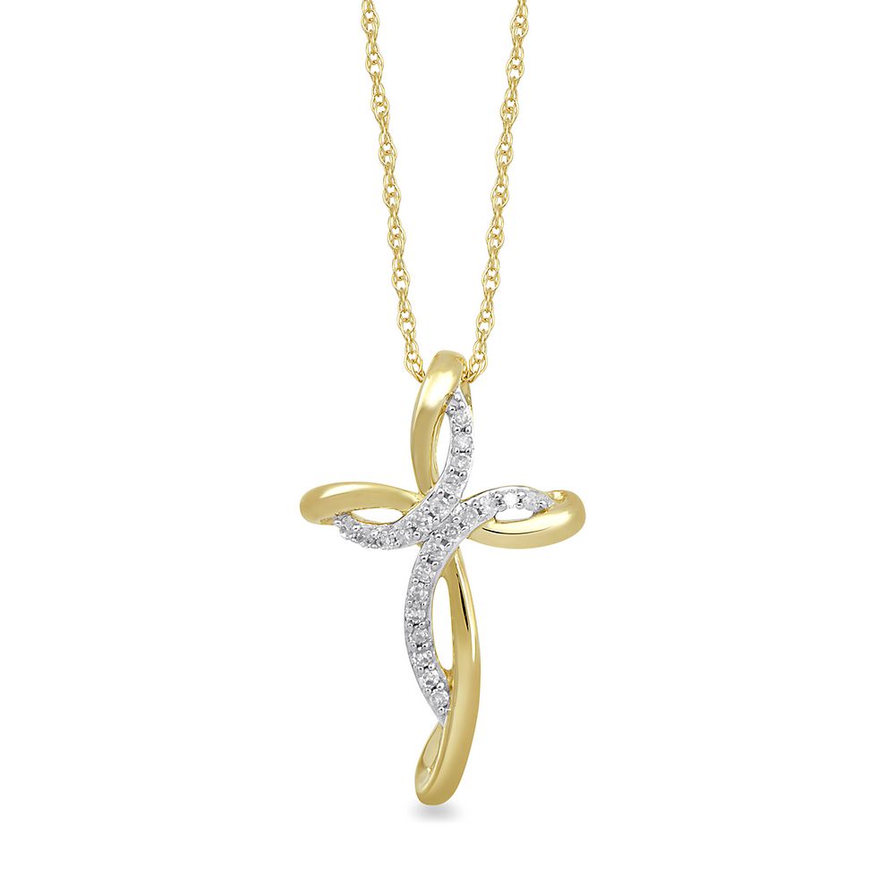 10K White Gold 1/5 Cross Pendant
