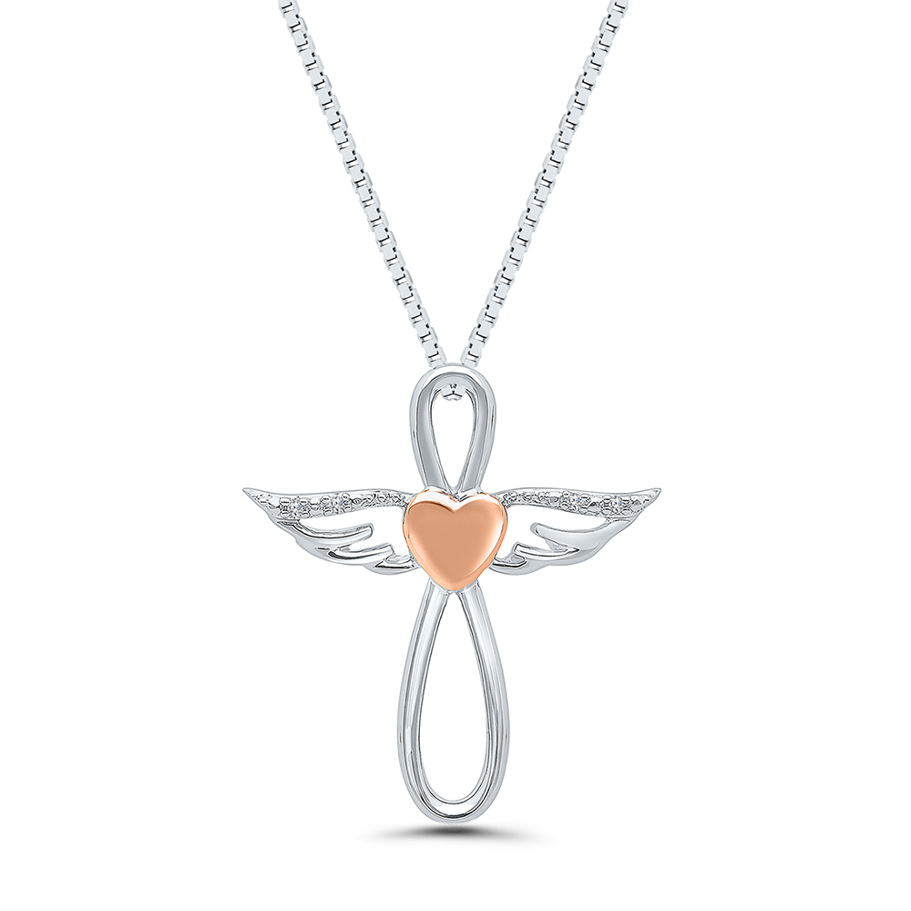 Jared 14k Yellow Gold Jane Seymour Open Heart Diamond Angel Wings Halo  Necklace | eBay