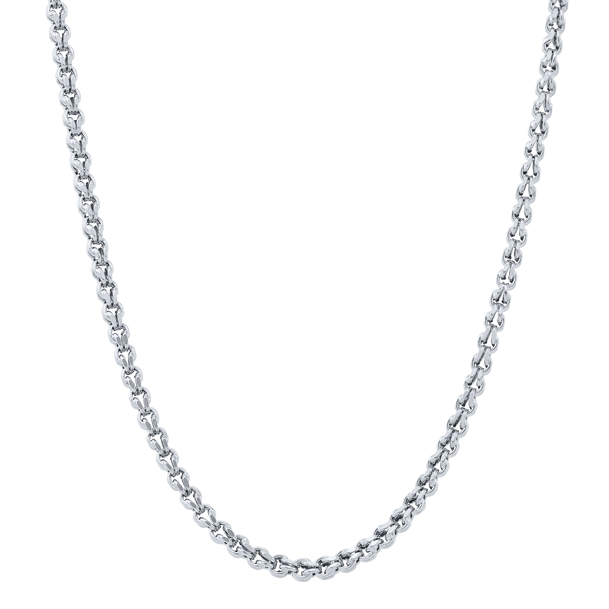 Hollow Link Chain in 10K White Gold