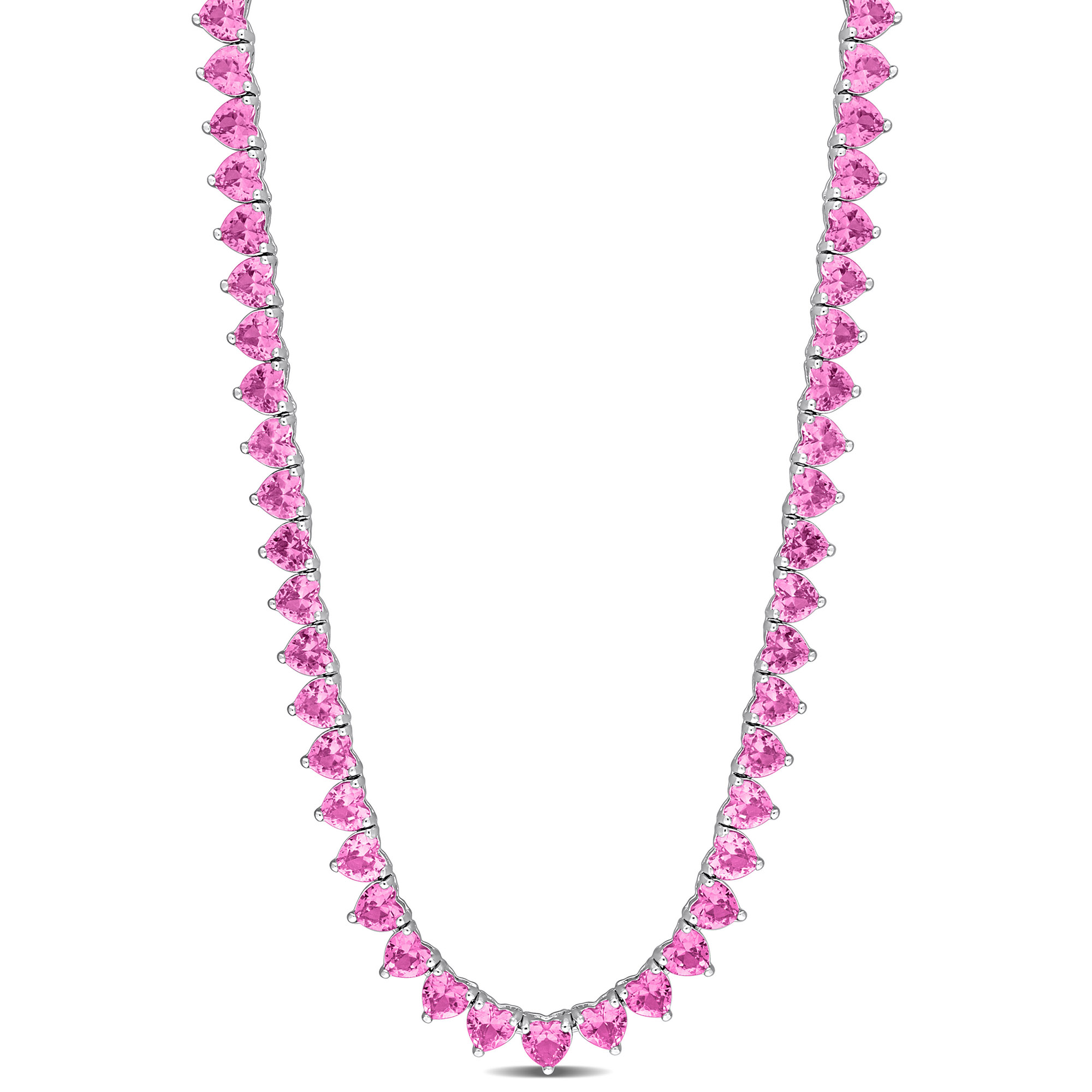 Diamond Luxe Choker with Pink Sapphire Heart Center 15 / Yellow Gold