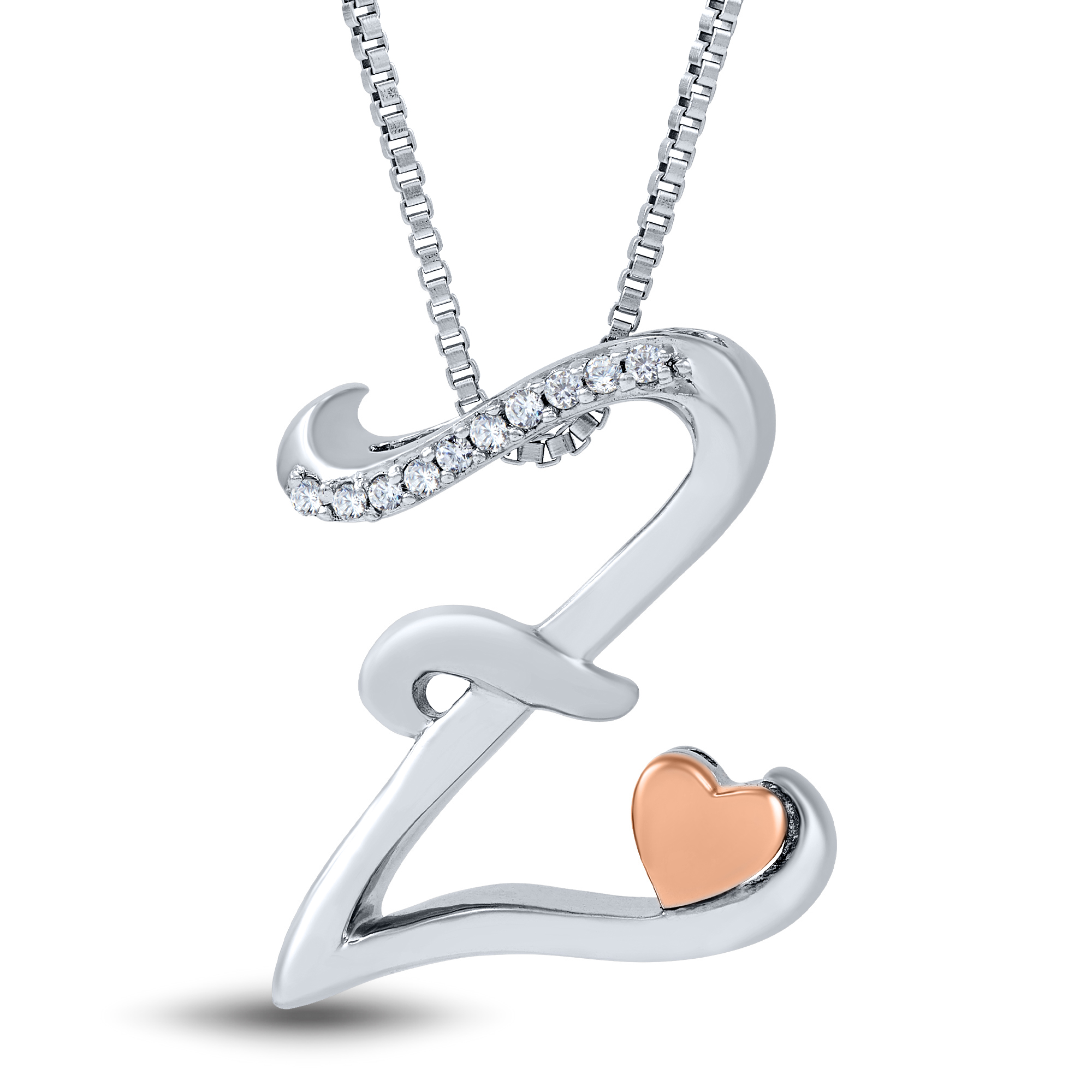 I Am Loved® Diamond Z Initial Pendant In Sterling Silver & 14K 