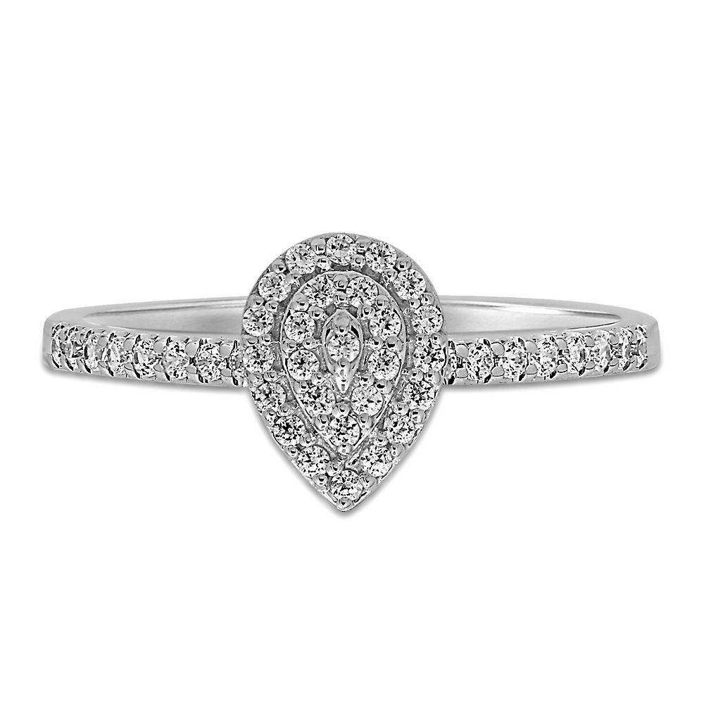 1/4 ct. tw. Diamond Halo Promise Ring in 10K White Gold Helzberg Diamonds