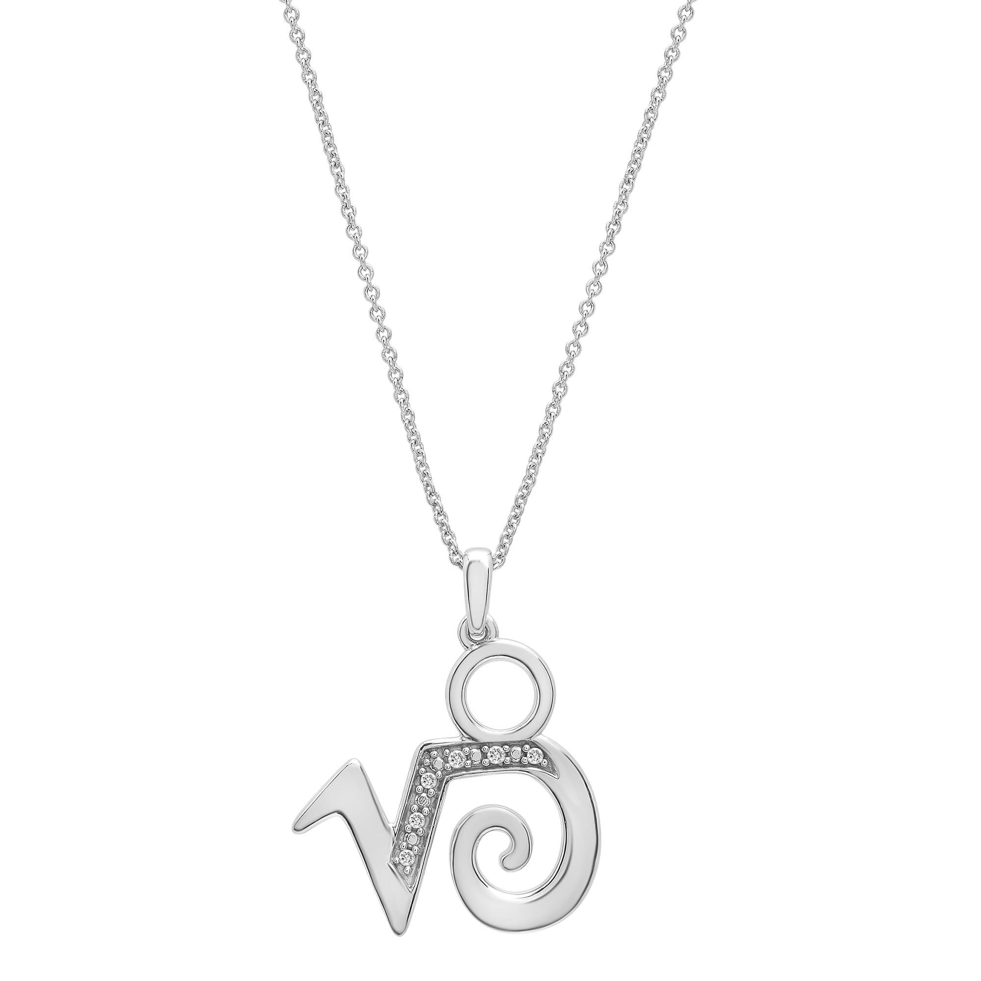 Diamond Accent Capricorn Pendant in Sterling Silver