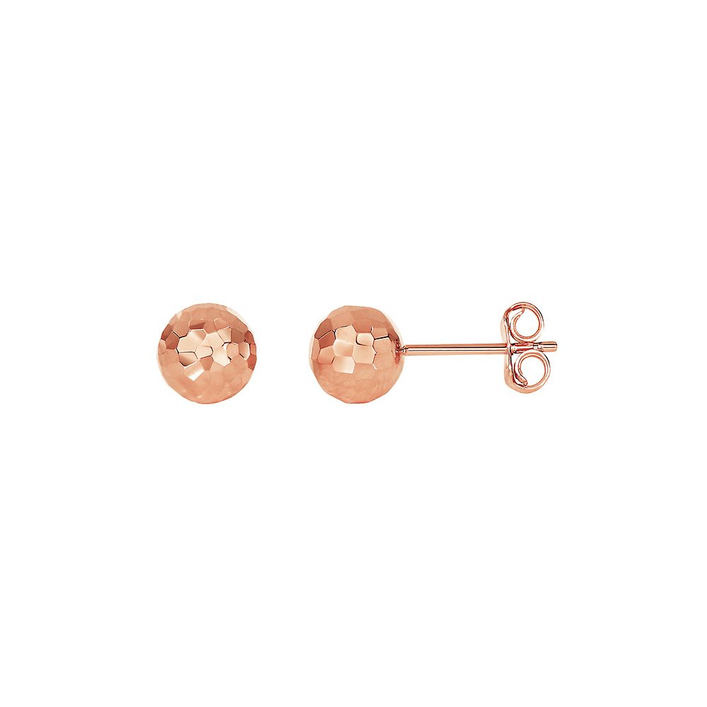 Diamond Cut Ball Stud Earrings in 14K Rose Gold | Helzberg Diamonds