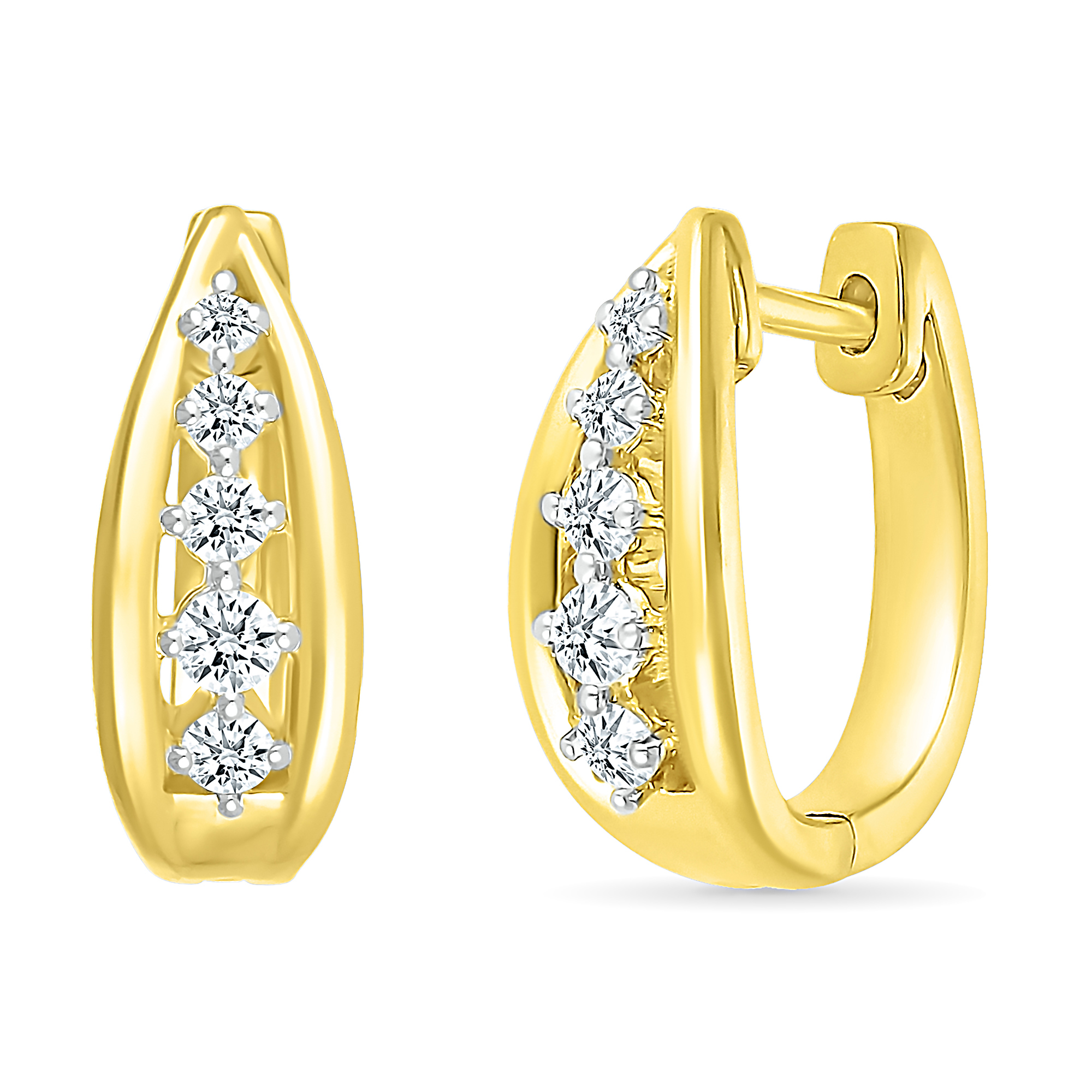 Diamond Graduated Oval Hoop Earrings