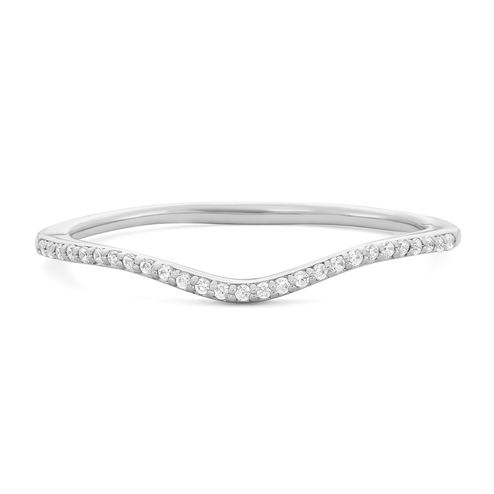 1/10 ct. tw. Diamond Contour Band in 10K White Gold Helzberg Diamonds
