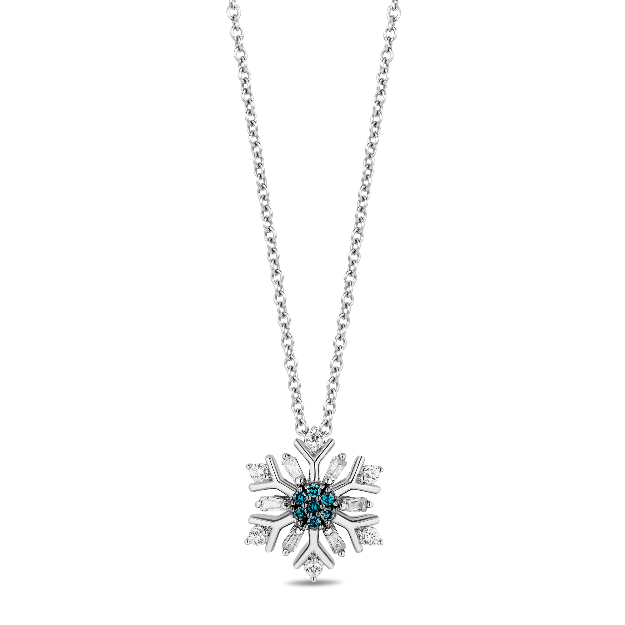 Premium AI Image | A gold snowflake necklace with a diamond pendant on a  blue background.