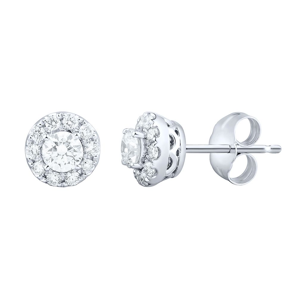 Lab Grown Diamond Halo Earrings in 14K White Gold Helzberg Diamonds