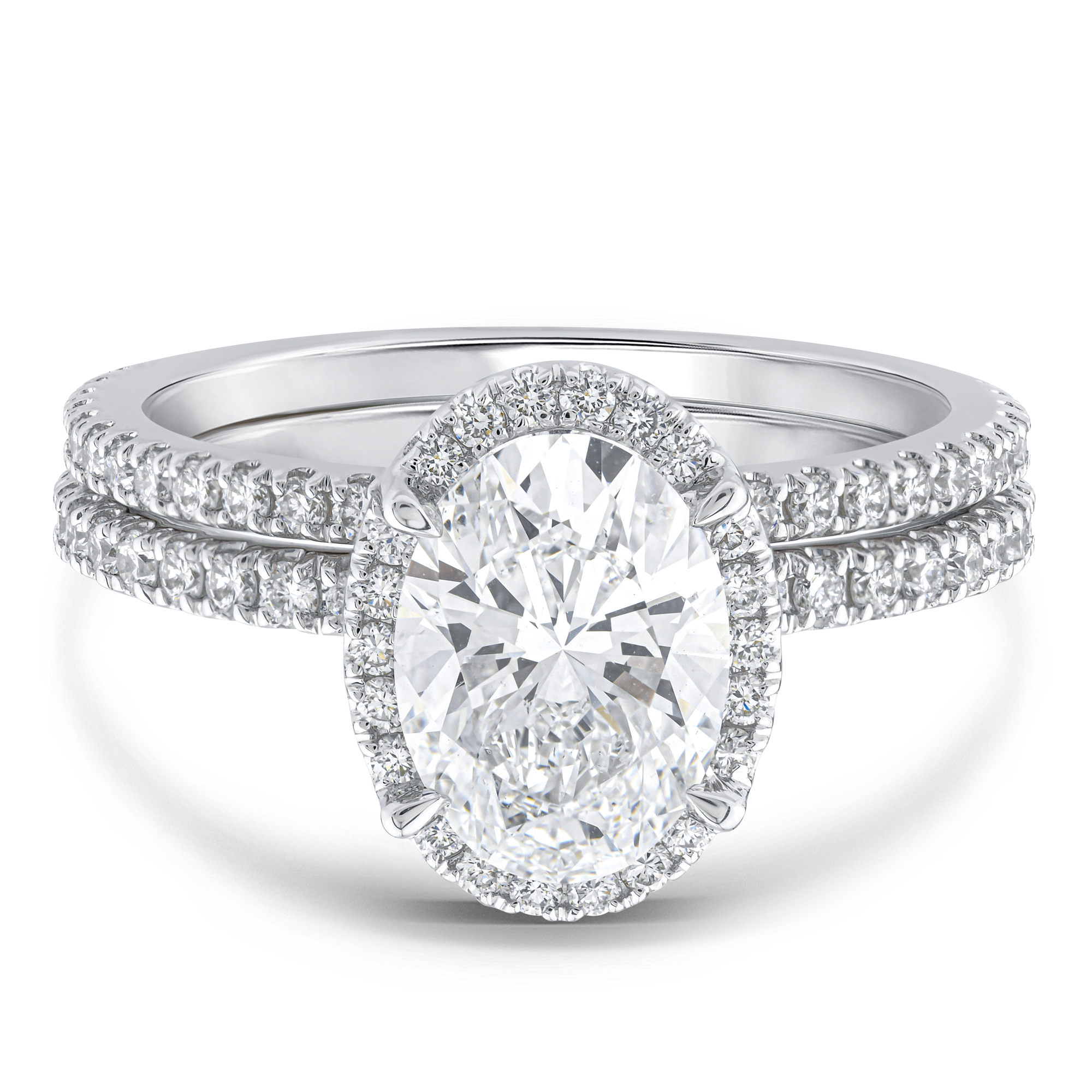 Helzberg Lab Grown Diamonds Lab Grown Diamond Oval-Shaped Halo Bridal Set
