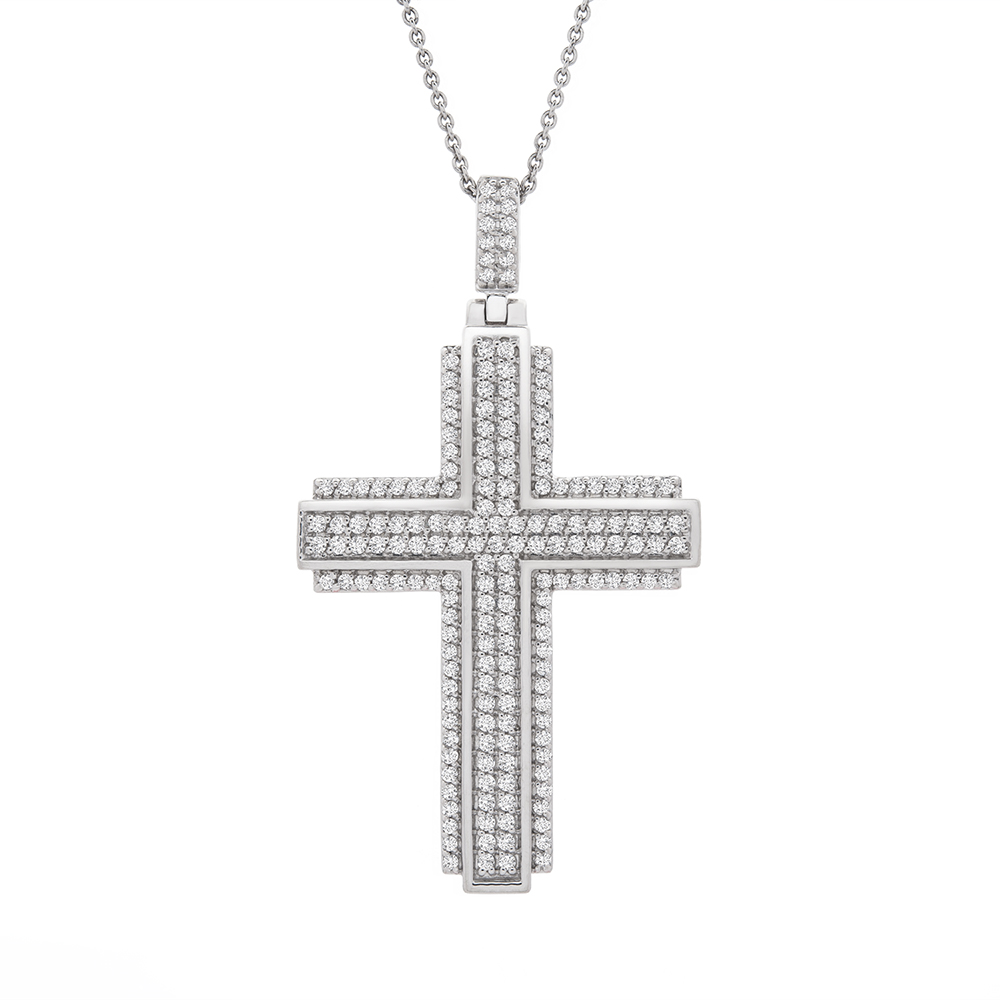 1 ct. tw. Diamond Cross Pendant in Sterling Silver | Helzberg Diamonds
