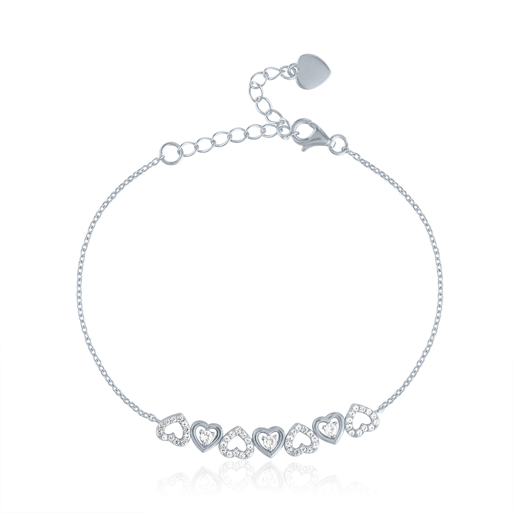 Heart Bracelet, Dainty Sterling Silver Heart Link Chain Bracelet for W–  annikabella