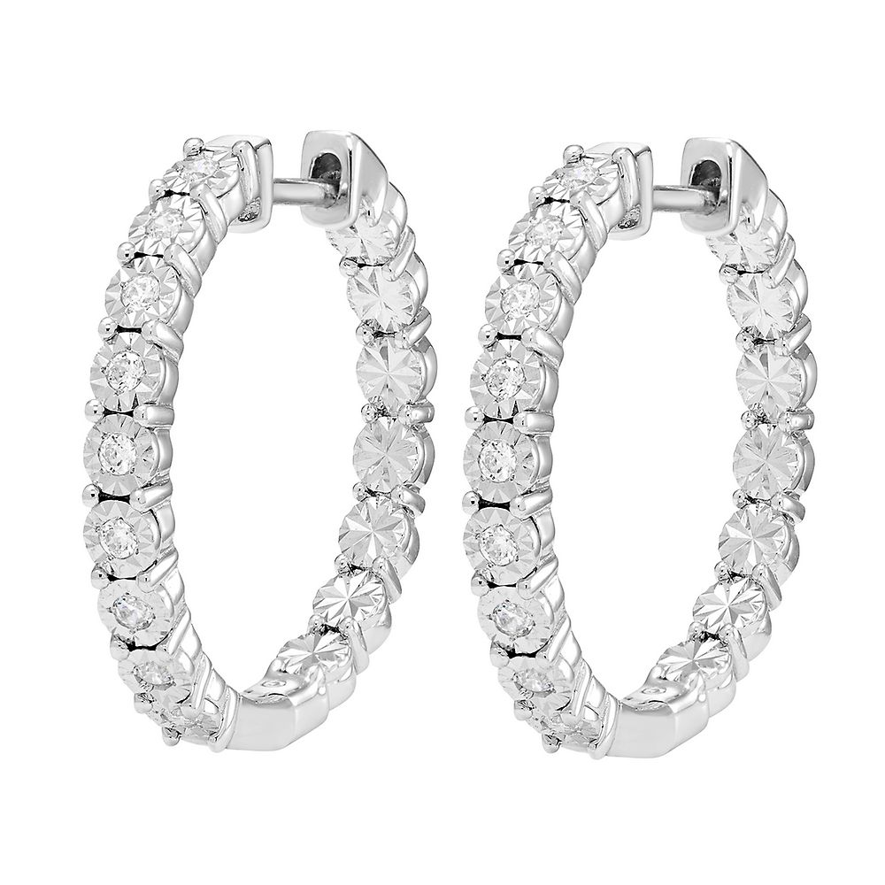 Diamond Hoop Earrings in Sterling Silver | Helzberg Diamonds
