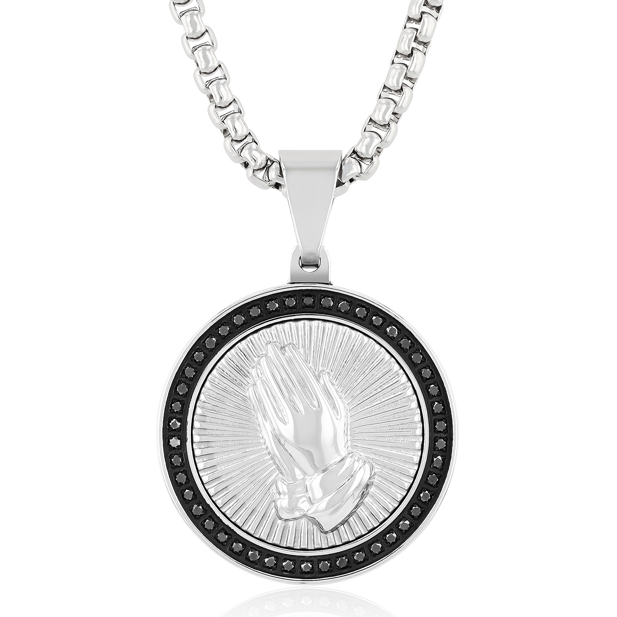 Stainless Steel Black with Lord's Prayer (in Spanish) Bullet Pendant N –  Matador Diamond, LLC