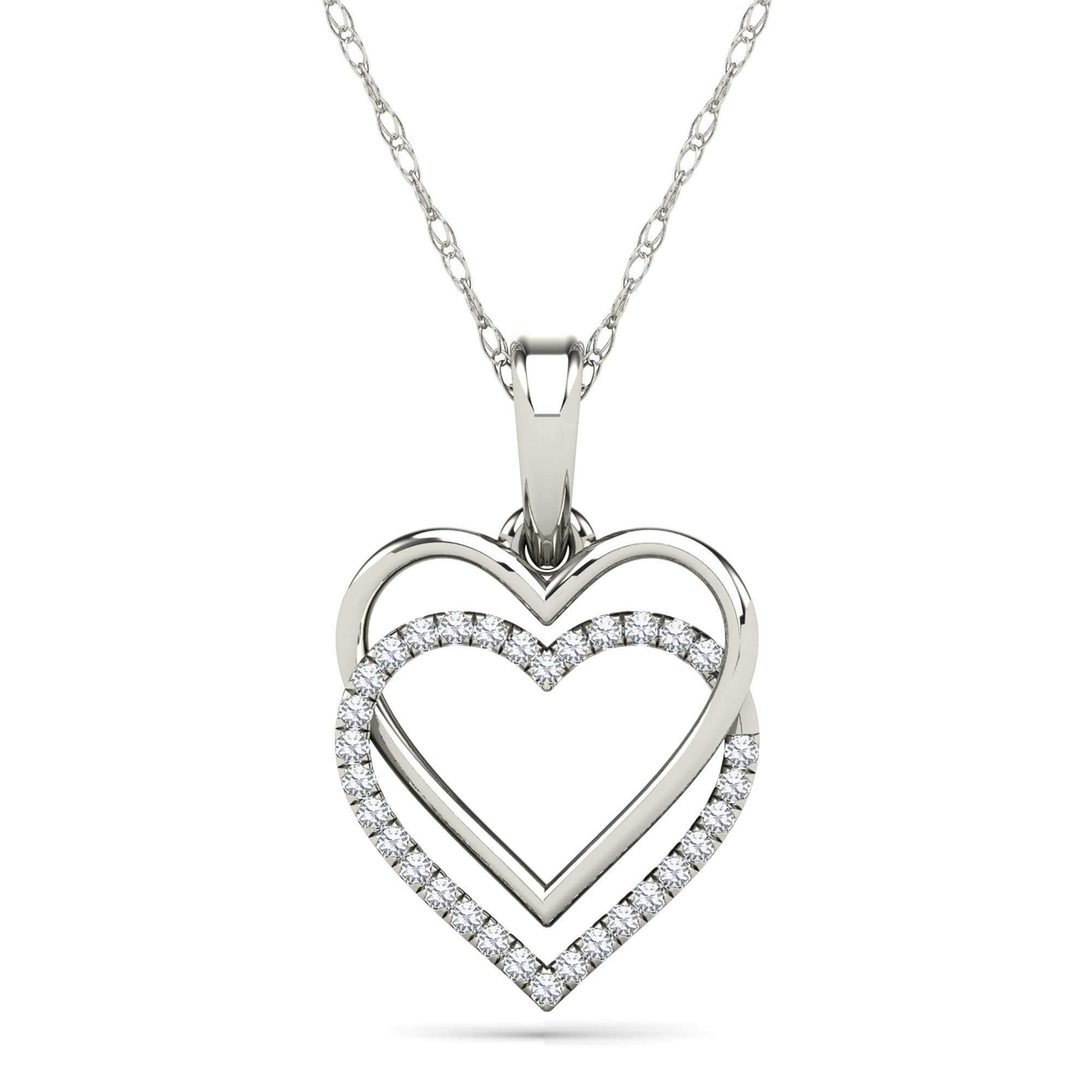Double Heart Charm Gold & Pavé Diamond Necklace—Medium – RSVP Style